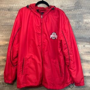 Vintage Ohio State Buckeyes Crable Jacket — Red Check Fleece Lined — Size Large